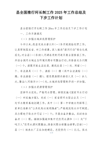 县全面推行河长制工作2025年工作总结及下步工作计划