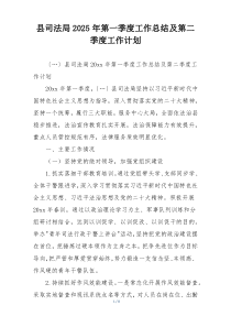 县司法局2025年第一季度工作总结及第二季度工作计划