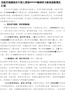 2025年3-7月医疗保障局关于深入贯彻精神学习教育进展情况汇报总结发言2篇