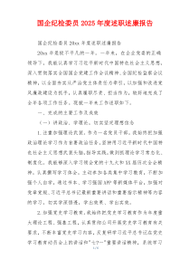 国企纪检委员2025年度述职述廉报告