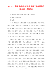 在2025年党委书记抓基层党建工作述职评议会议上的讲话