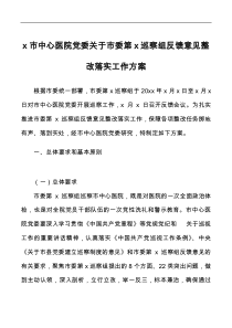 x市中心医院党委关于市委第x巡察组反馈意见整改落实工作方案