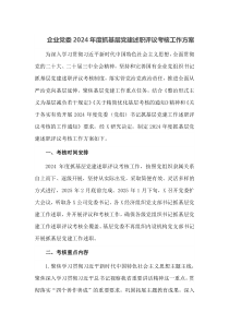 企业党委2024年度抓基层党建述职评议考核工作方案