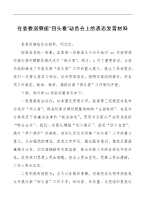 在县委巡察组回头看动员会上的表态范文工作会议