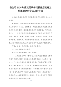在公司2025年度党组织书记抓基层党建工作述职评议会议上的讲话