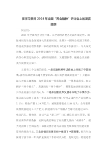 在学习贯彻2024年全国两会精神研讨会上的发言提纲