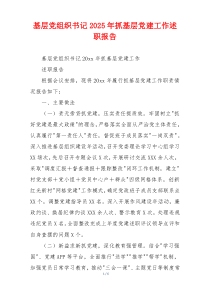 基层党组织书记2025年抓基层党建工作述职报告