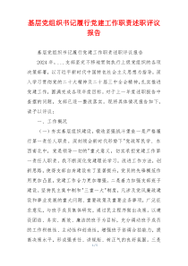 基层党组织书记履行党建工作职责述职评议报告