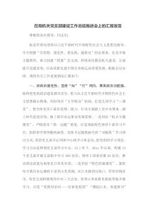 在局机关党支部建设工作总结推进会上的汇报发言