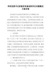 学校党委书记抓基层党建述职评议问题整改方案详情