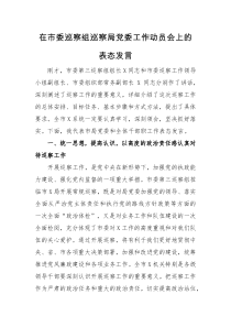 在市委巡察组巡察局党委工作动员会上的表态发言