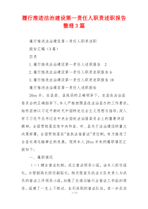 履行推进法治建设第一责任人职责述职报告整理3篇