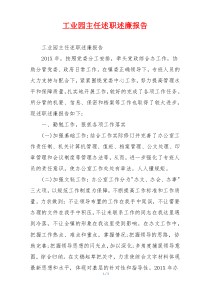 工业园主任述职述廉报告