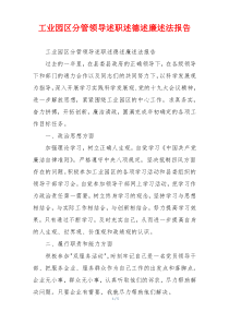 工业园区分管领导述职述德述廉述法报告