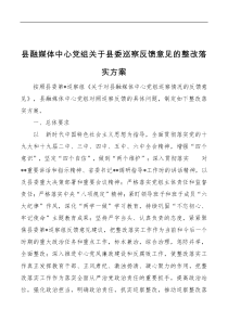 县融媒体中心党组关于县委巡察反馈意见的整改落实方案