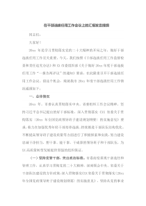 在干部选拔任用工作会议上的汇报发言提纲