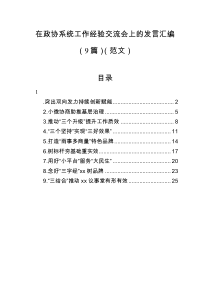 在政协系统工作经验交流会上的发言汇编9篇