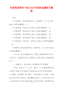 市委常委领导干部2025年述职述廉报告整理