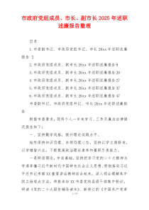 市政府党组成员、市长、副市长2025年述职述廉报告整理