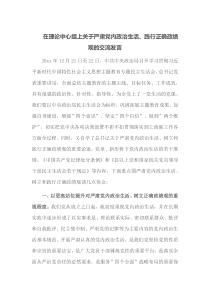 在理论中心组上关于严肃党内政治生活践行正确政绩观的交流发言