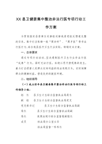 工作方案XX县卫健委集中整治非法行医专项行动工作方案