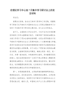 在理论学习中心组7月集中学习研讨会上的
