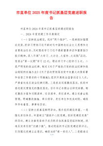 市直单位2025年度书记抓基层党建述职报告