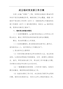 工作方案成立临时党支部工作方案