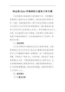 工作方案林业局20xx年森林防火宣传工作方案