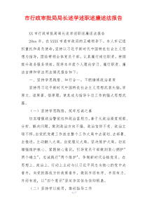 市行政审批局局长述学述职述廉述法报告