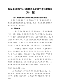 担保集团书记2025年抓基层党建工作述职报告（11篇）