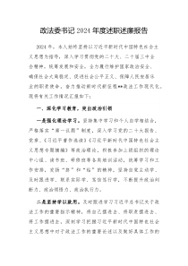 政法委书记2024年度述职述廉报告