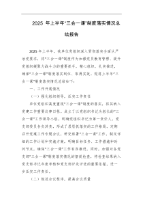 2025年上半年三会一课制度落实情况总结报告