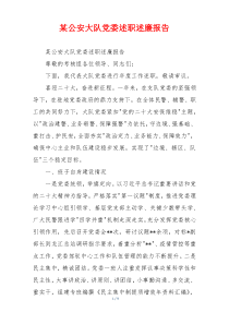 某公安大队党委述职述廉报告