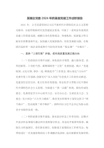 某国企党委2024年抓基层党建工作述职报告