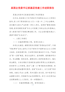 某国企党委书记抓基层党建工作述职报告