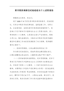 某市税务局新任纪检组组长个人述职报告