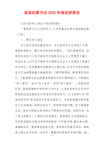 某省纪委书记2025年度述职报告