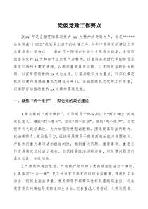 20XX区直机关党委党建工作要点