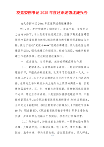 校党委副书记2025年度述职述德述廉报告