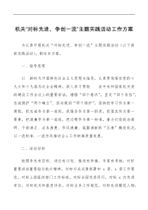 机关对标先进争创一流主题实践活动工作方案范文实施方案