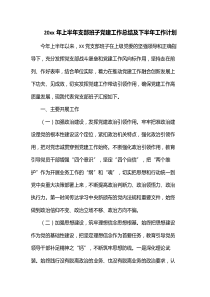 20XX年上半年支部班子党建工作总结及下半年工作计划