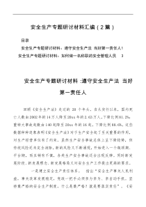 安全生产专题研讨材料汇编2篇