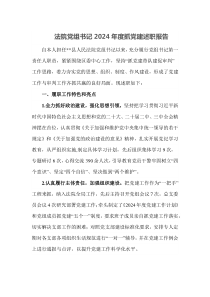 法院党组书记2024年度抓党建述职报告