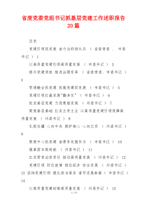 省度党委党组书记抓基层党建工作述职报告20篇