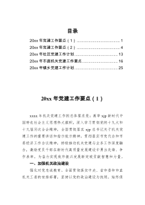 20XX年党建工作计划要点汇编5篇