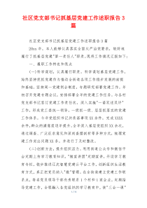 社区党支部书记抓基层党建工作述职报告3篇