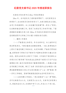 纪委党支部书记2025年度述职报告