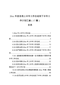 20XX年县各局上半年工作总结和下半年工作计划汇编17篇