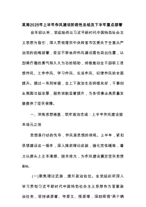 某局2025年上半年作风建设阶段性总结及下半年重点部署